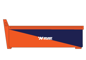 Orange and blue rectangular container with 