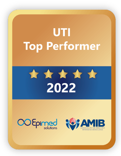 Um emblema dourado que diz uti top performer 2022