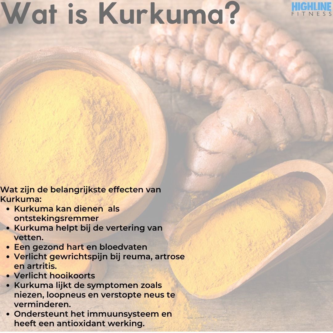 Een poster met de tekst wat is kurkuma erop