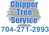 The logo for chipper tree service shows a tree and a phone number.