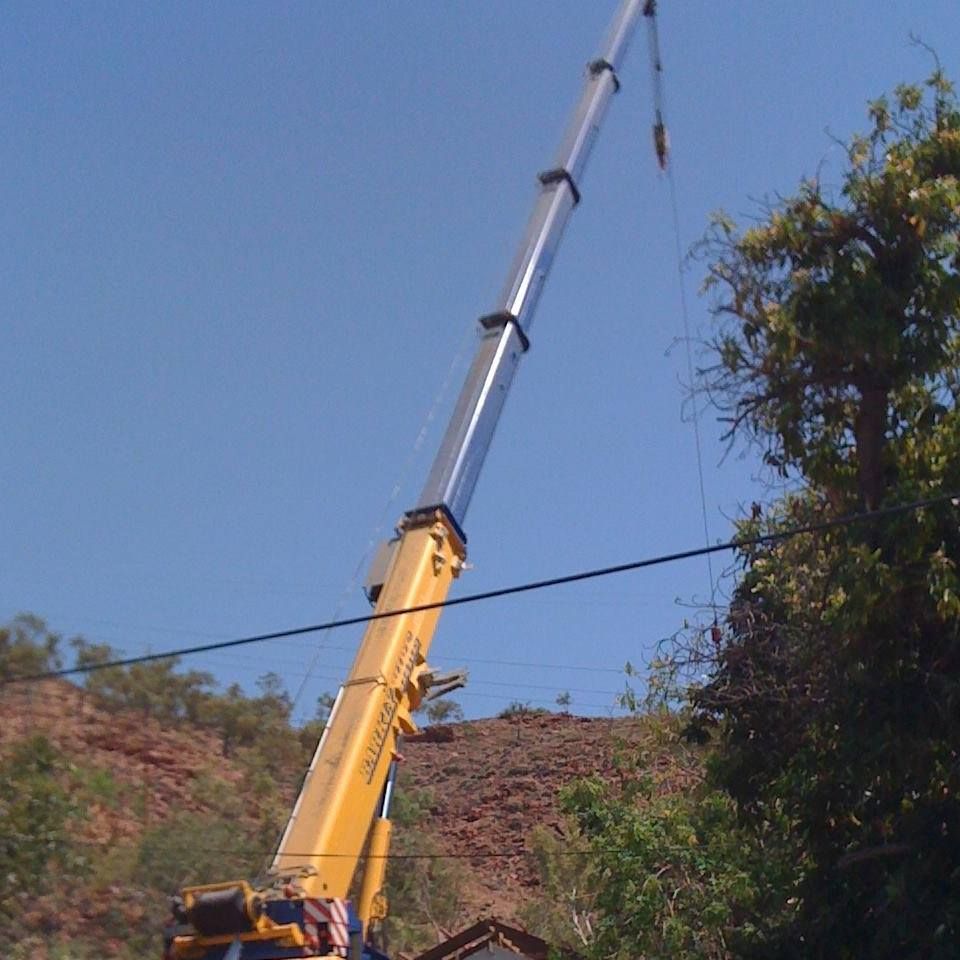 Large Yellow Crane With a Very Long Arm — Barkly Hire in Ryan, QLD