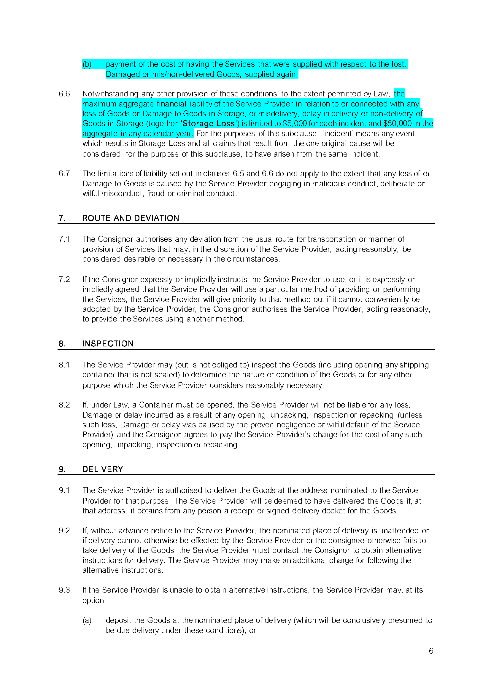 Conditions Of Cartage 