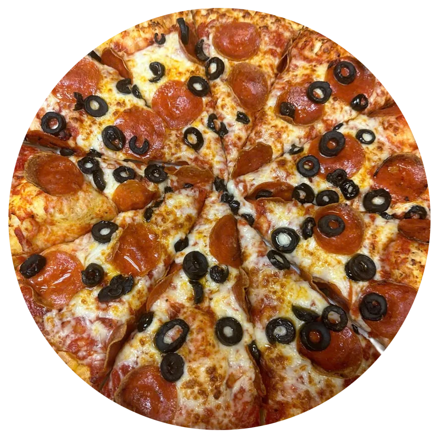 Pepperoni and Olive Pizza