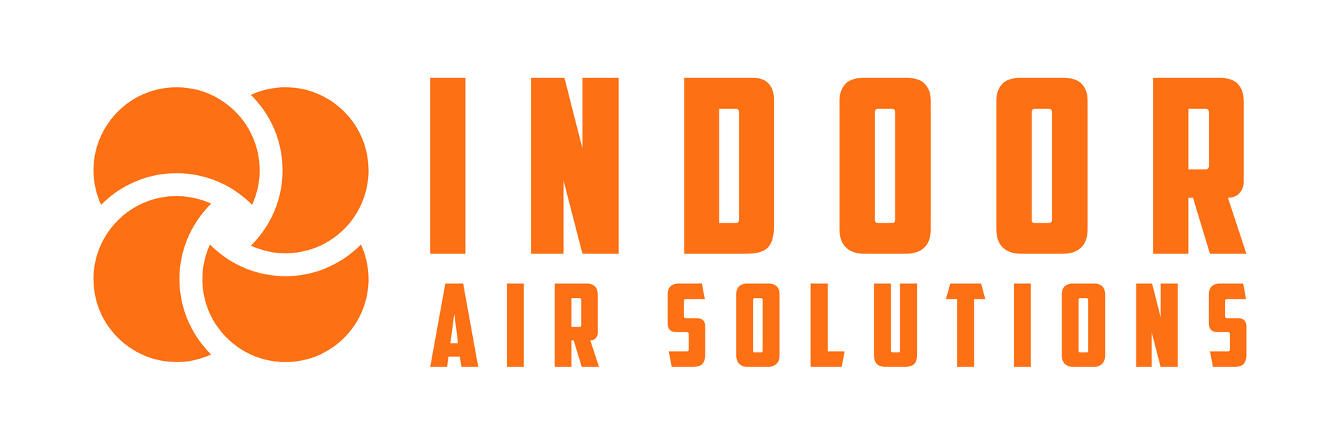 the logo for indoor air solutions is orange and white .