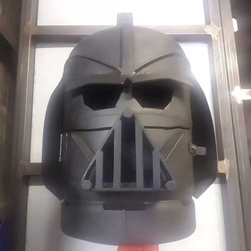 Metal mask with silver finish