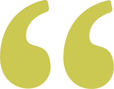 Decorative quotation mark used for highlighting client quotes