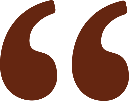 Decorative quotation mark used for highlighting client quotes