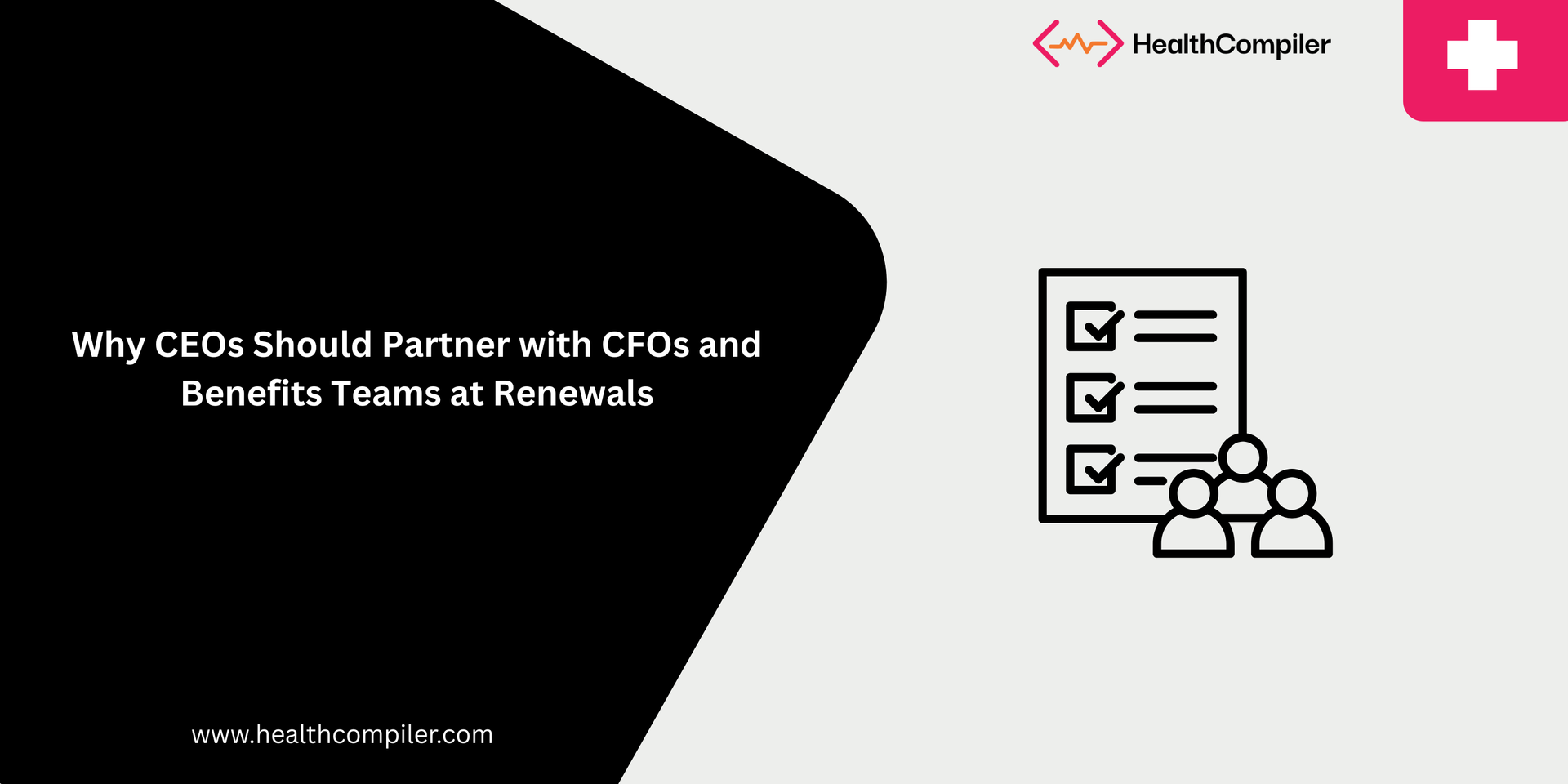 Why CFOs should partner with brokers and benefits teams at renewals: illustration of a checklist and people.