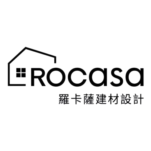 The logo for rocasa is black and white with chinese characters.
