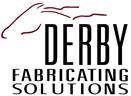 Logo for Derby Fabricating Solutions: text with a horse head outline.