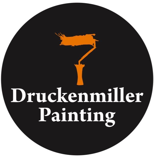 Black circle with orange paint roller;