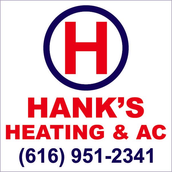 Hank's Heating & AC logo with a red