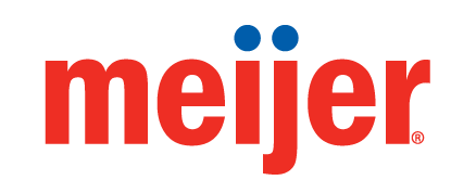 Meijer logo with red text and two blue dots.
