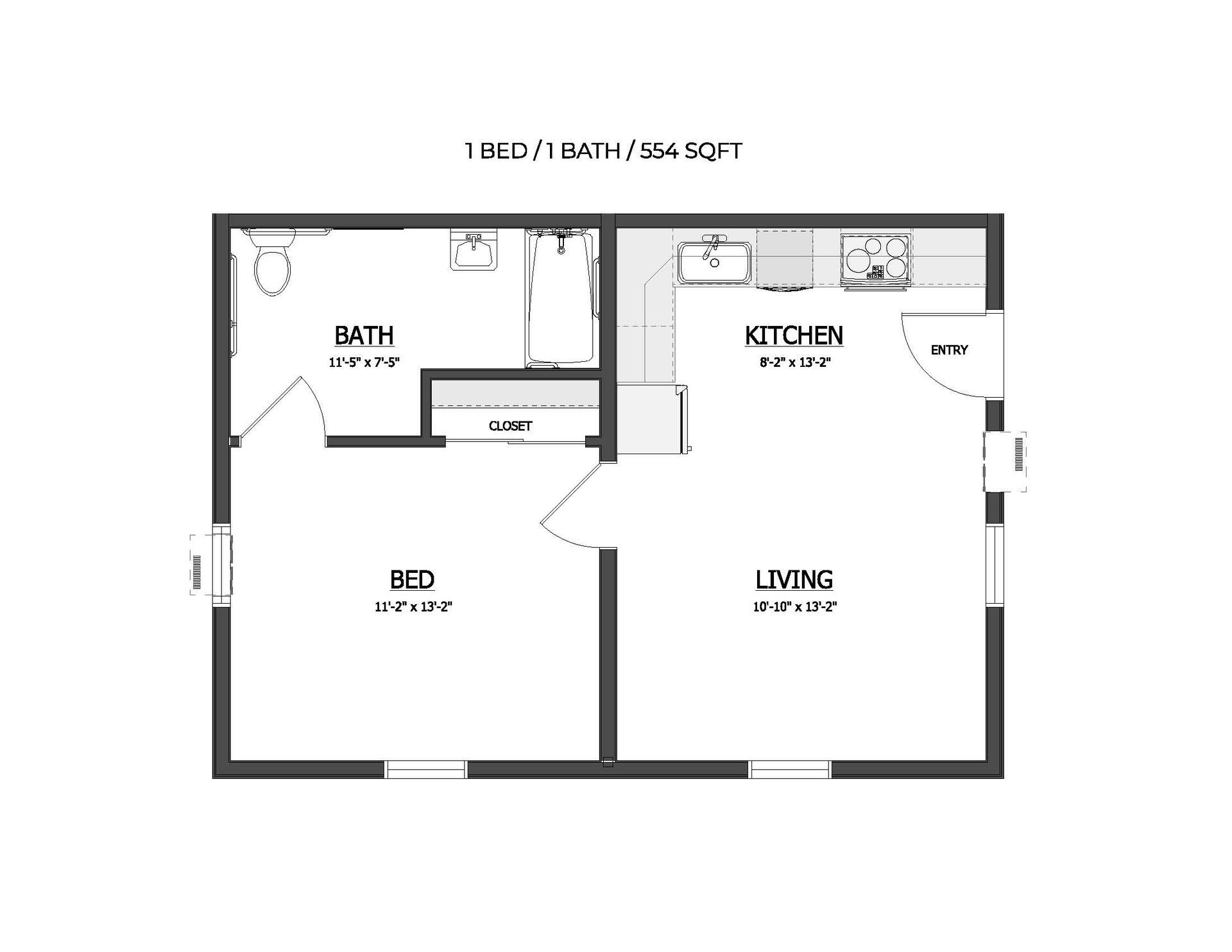 Studio 1 bed - 554 sq ft