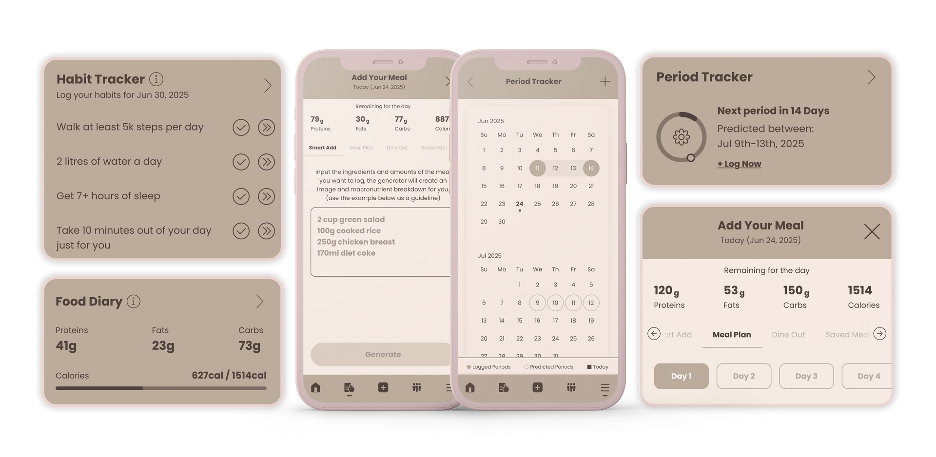 A set of smartphones with empty screens on a white background.