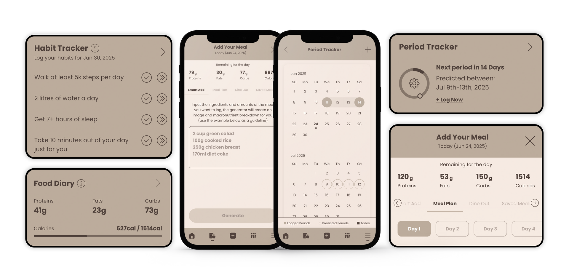 A set of smartphones with empty screens on a white background.