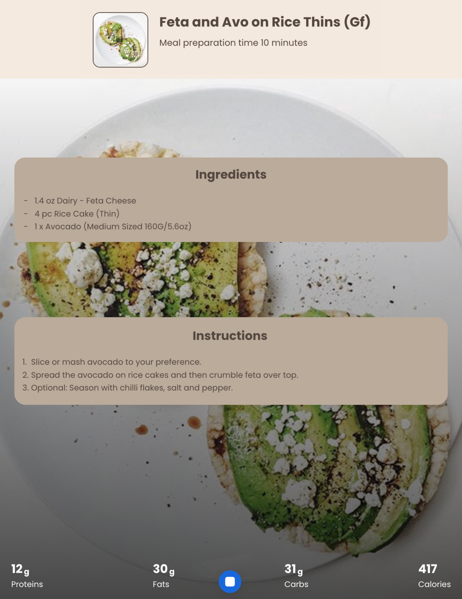 Feta and Avo on Rice Thins