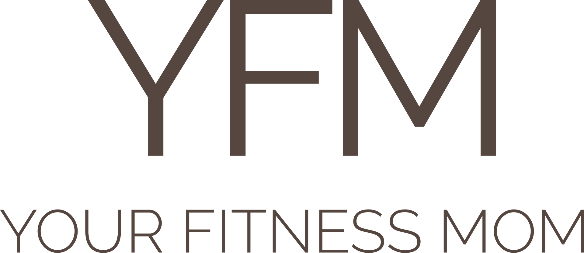 A logo for yfm your fitness mom on a white background.