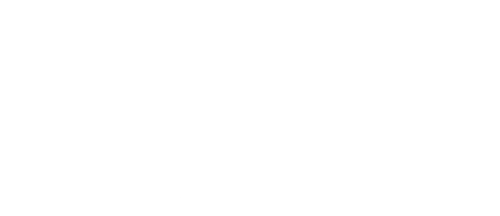 A white logo for yfm your fitness mom