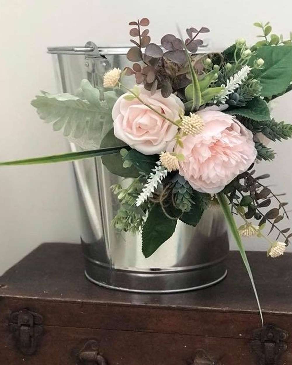 Bucket With Two Flower Design — Vintage La Belle In Mount Hutton NSW