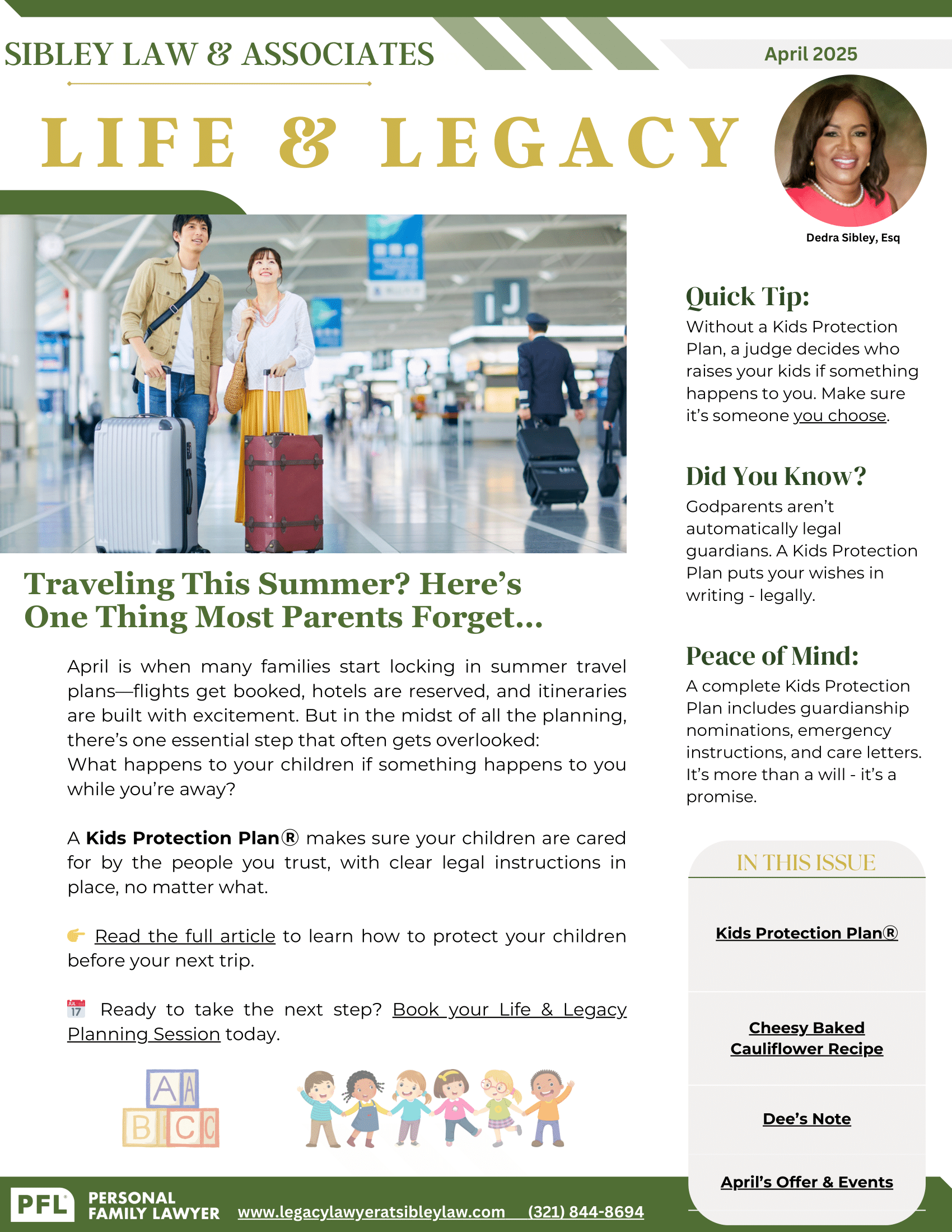April Newsletter | A flyer for a law firm called life & legacy