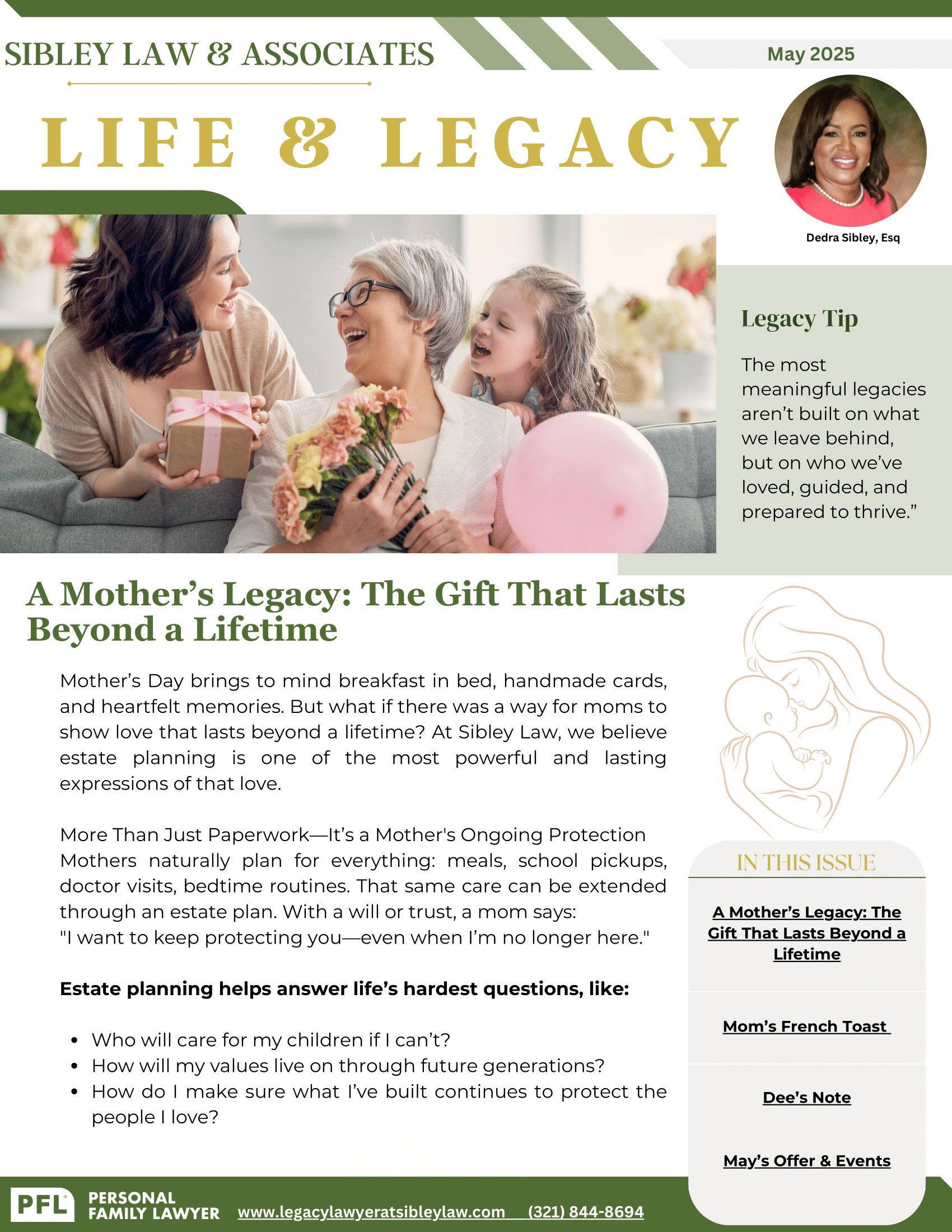 2025 May Newsletter | A mother 's legacy : the gift that lasts beyond a lifetime