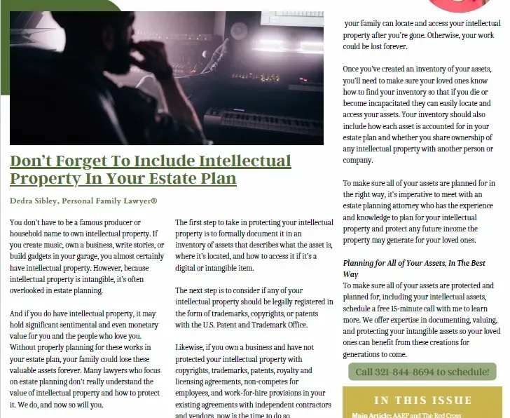A newspaper article titled `` do n't forget to include intellectual property in your estate plan ''