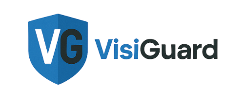 A blue shield with the words vg visiguard written on it.