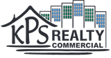 A logo for kps realty commercial with a house and buildings.