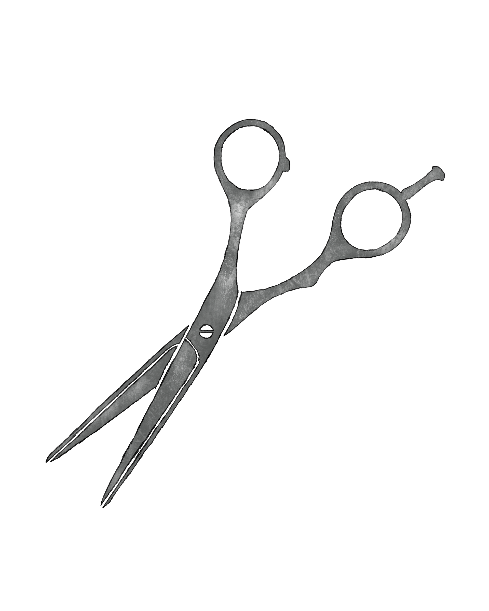 A pair of scissors on a white background.