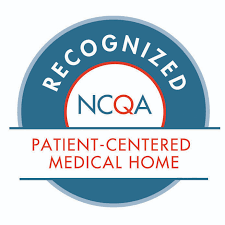 NCQA recognized patient-centered medical home logo in blue, white, and red