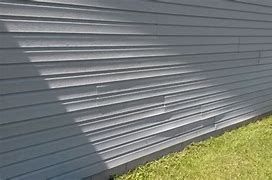 A close up of a gray siding on a house.