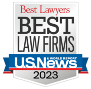 "Best Law Firms" award badge with "U.S. News & World Report 2023" logo.