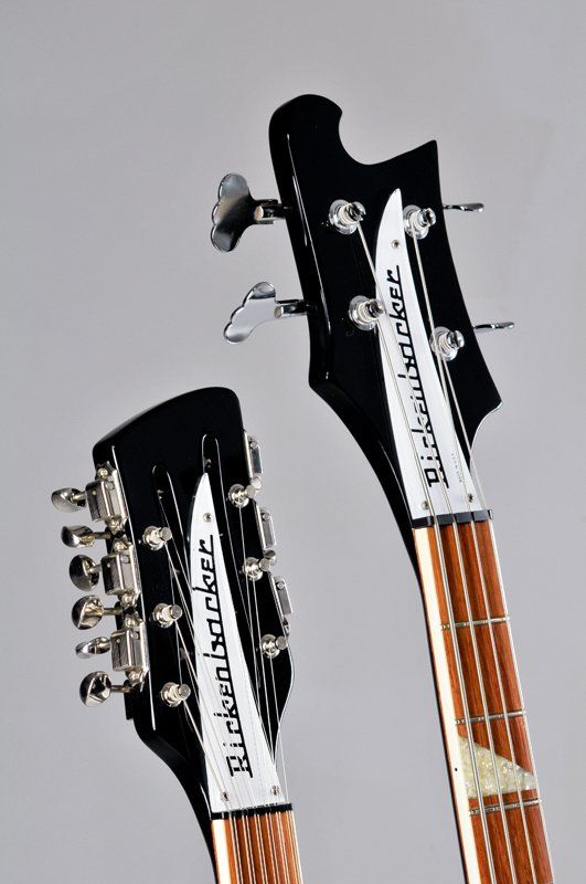 A close up of a rickenbacker guitar headstock