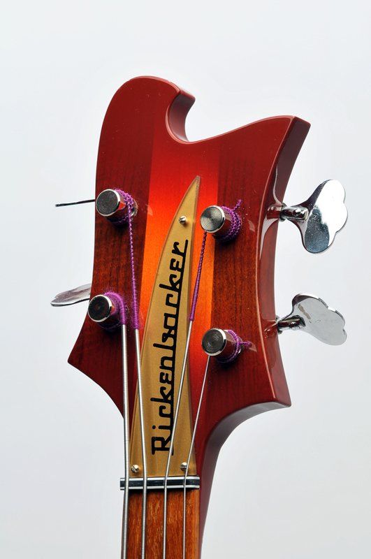 The headstock of a rickenbacker bass guitar
