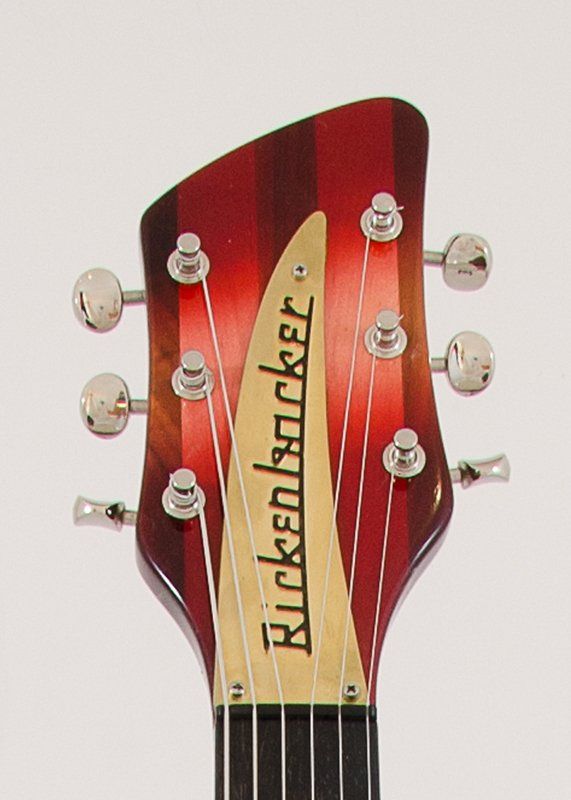 The headstock of a rickenbacker electric guitar