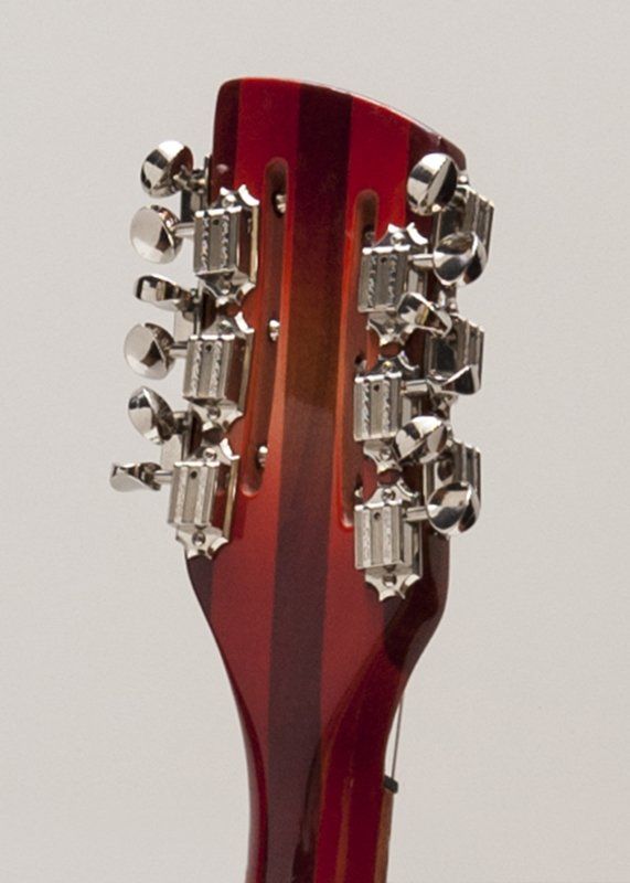 A close up of the headstock of a guitar