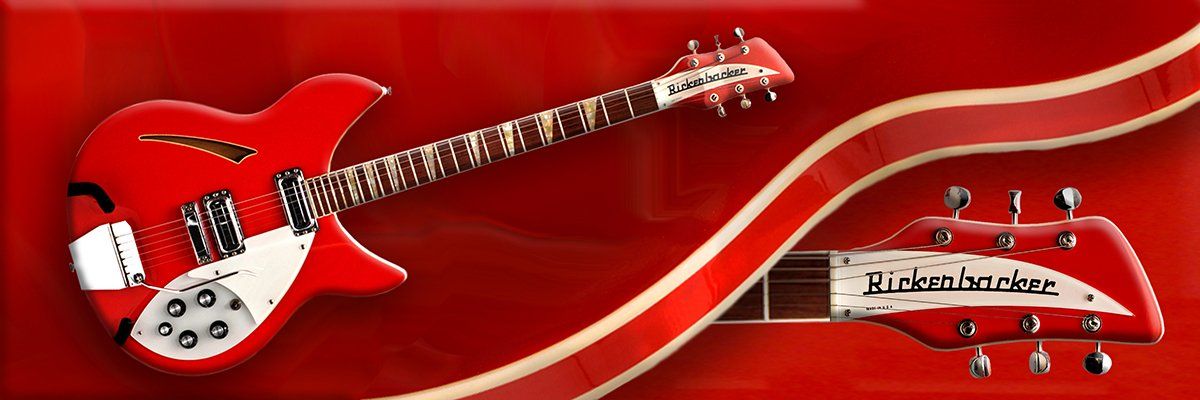 A red electric guitar is sitting on a red background.