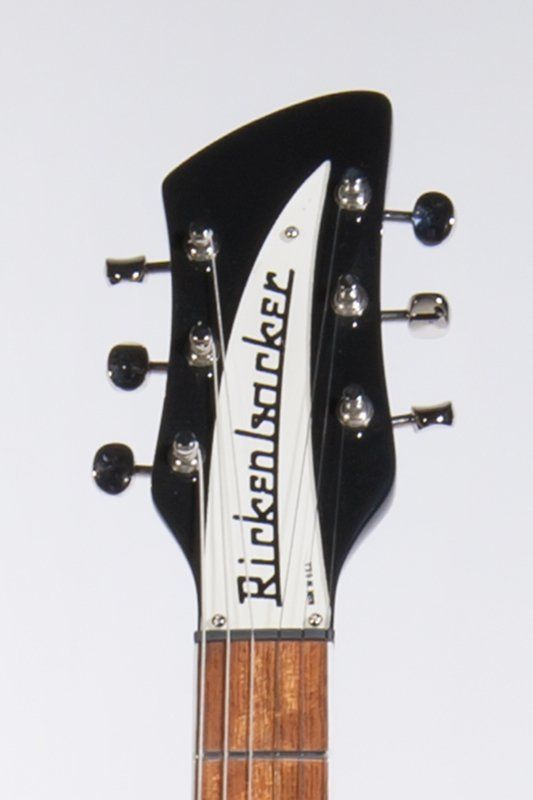 A black and white rickenbacker guitar headstock