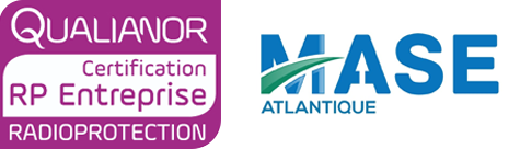 Logos: Qualianor Certification RP Entreprise Radioprotection, and MASE Atlantique.