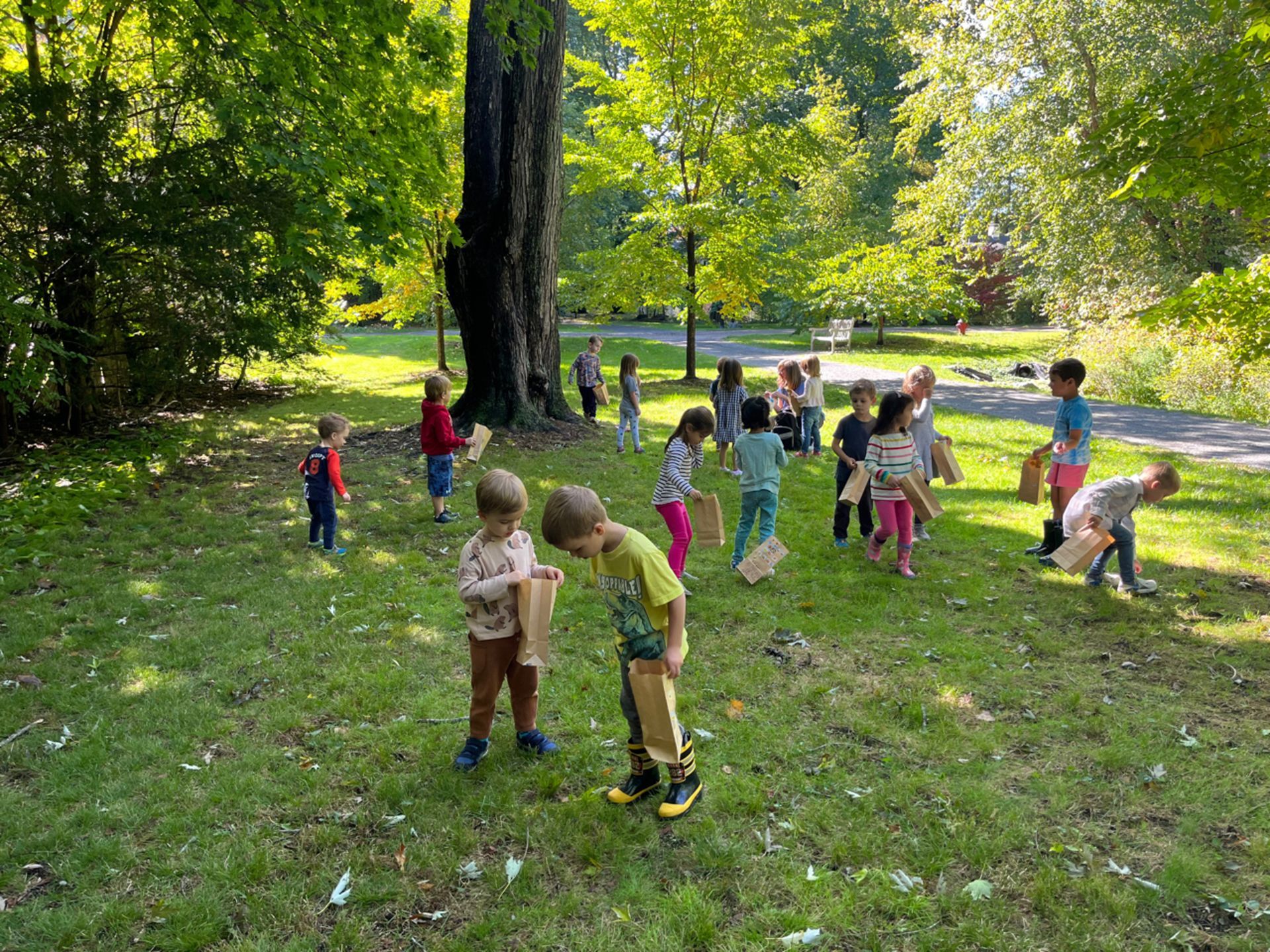 Montessori students during outdoor time