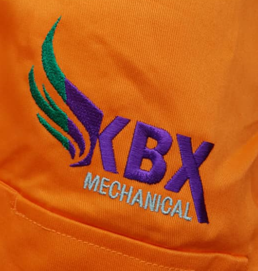 KBX Orange Logo Embossed Work Shirt — KBX Mechanical In Emerald, QLD