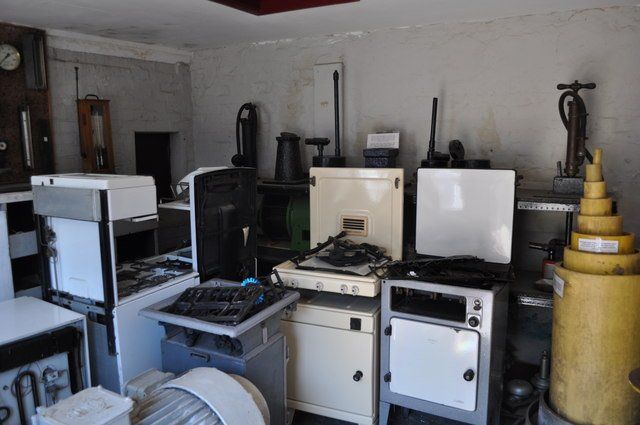 Room full of kitchen appliances (mostly stoves & ovens)