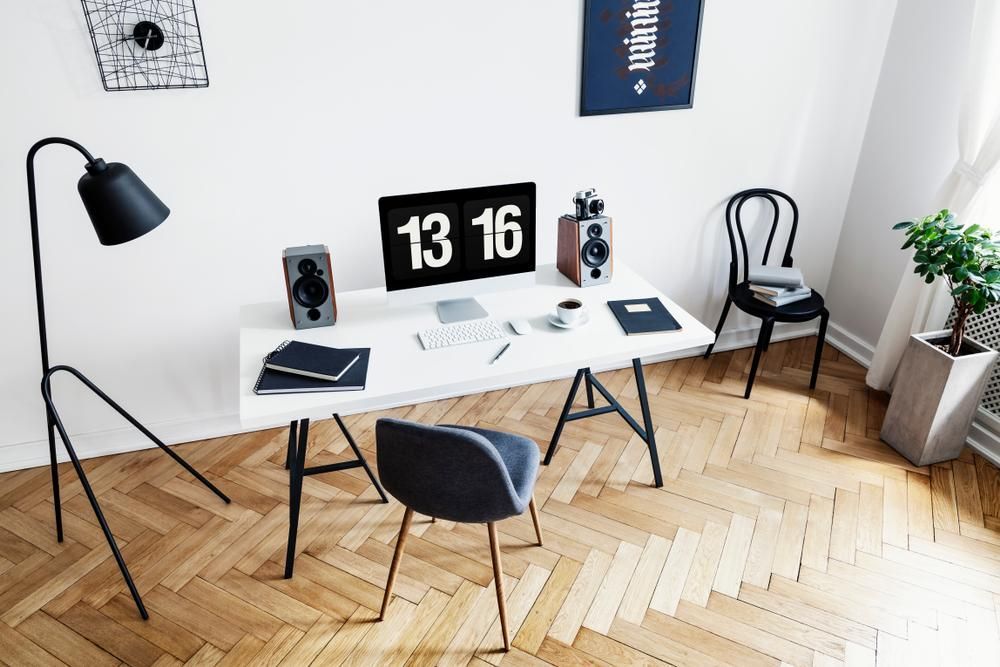 A Desk With A Computer On It And A Clock That Says 13 16 — Viison Kitchens & Joinery Forster In Port Macquarie, NSW