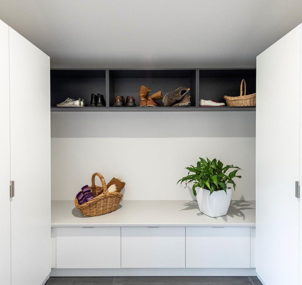 A Closet With A Basket Of Vegetables And A Potted Plant — Viison Kitchens & Joinery Forster In Wingham, NSW