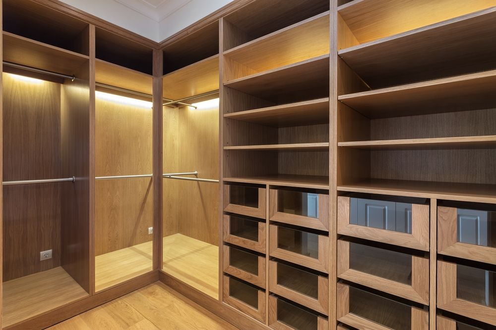 A Large Timber Walk In Wardrobe That Is Empty — Viison Kitchens & Joinery Forster In Forster, NSW