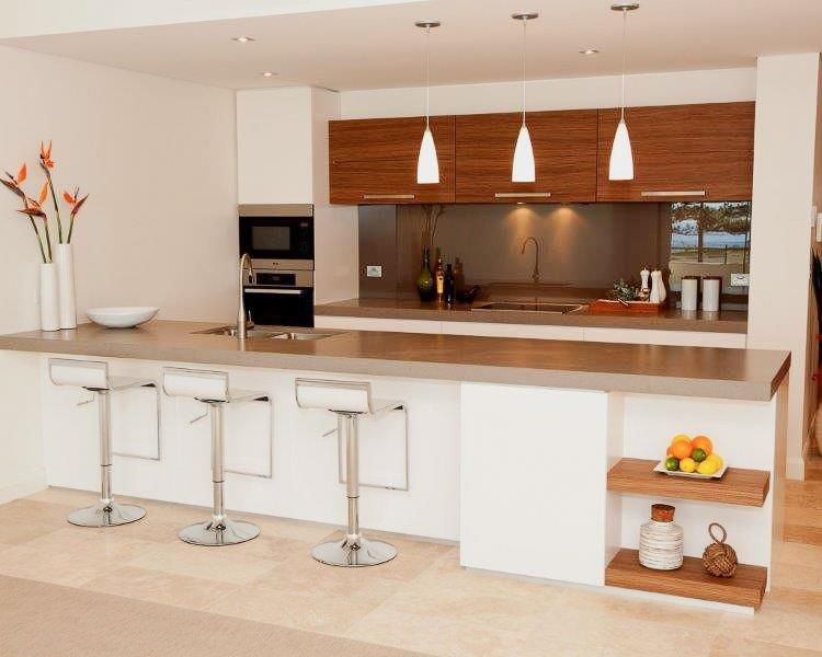 A Kitchen With A Long Island And Stools — Viison Kitchens & Joinery Forster In Forster, NSW
