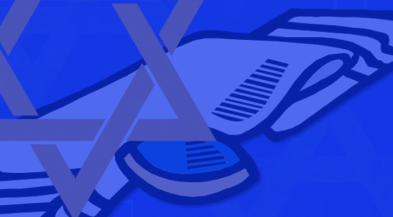 A blue background with a drawing of a plane on it