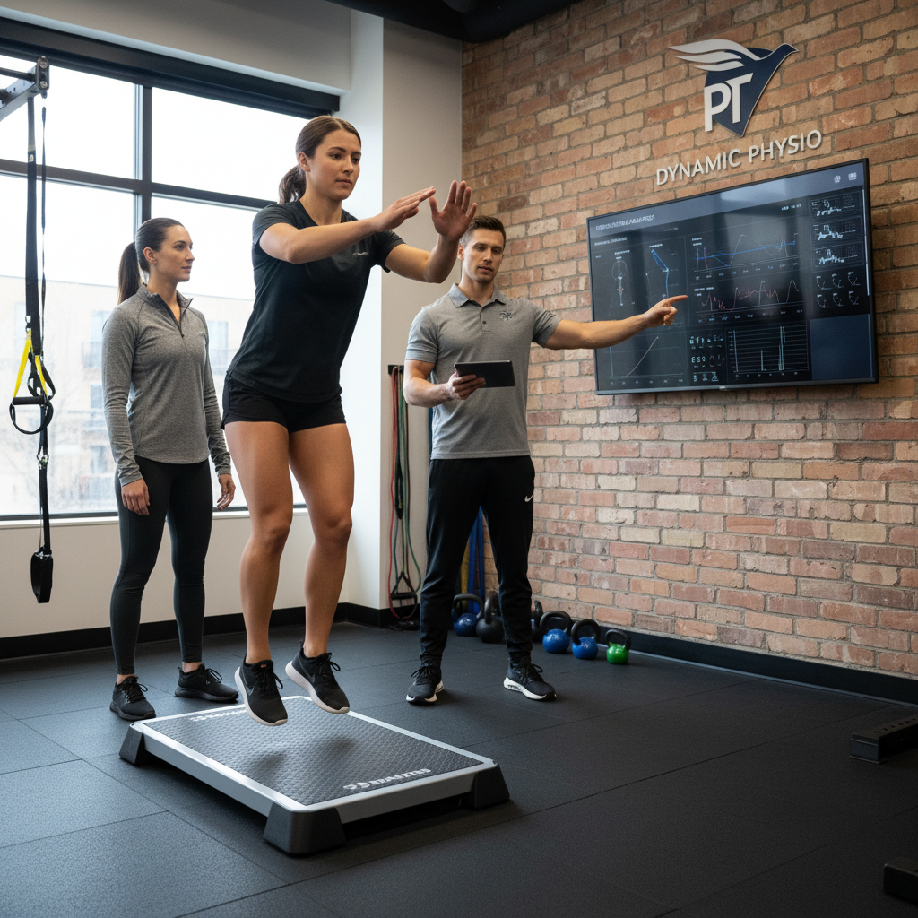 Richmond athlete undergoing movement analysis and sports rehabilitation assessment with physical therapist