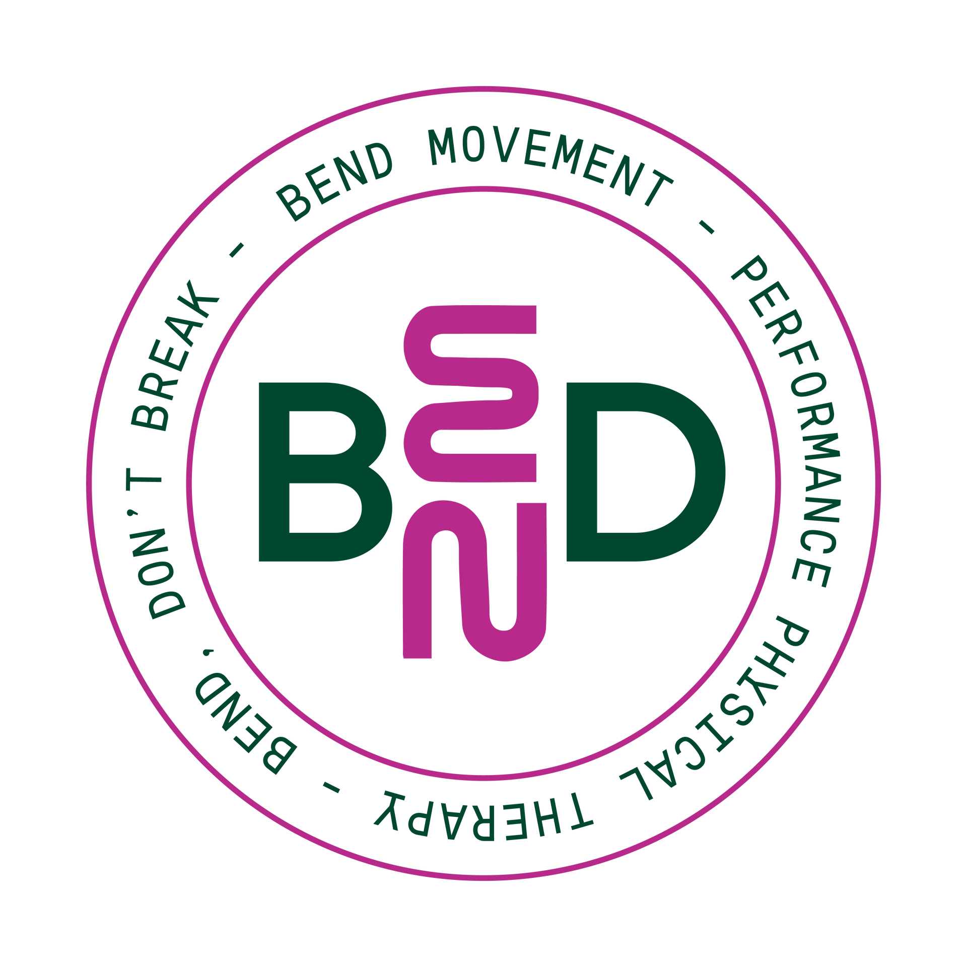 A logo for a company called bend movement performance physical therapy.